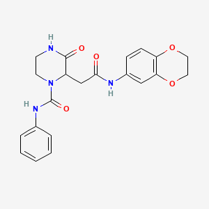 2-[2-(2,3-dihydro-1,4-benzodioxin-6-ylamino)-2-oxoethyl]-3-oxo-N-phenylpiperazine-1-carboxamide