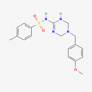 molecular formula C18H22N4O3S B14999736 N-[5-(4-methoxybenzyl)-1,4,5,6-tetrahydro-1,3,5-triazin-2-yl]-4-methylbenzenesulfonamide 