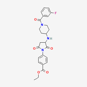 Ethyl 4-(3-{[1-(3-fluorobenzoyl)piperidin-4-yl]amino}-2,5-dioxopyrrolidin-1-yl)benzoate