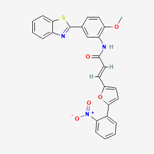 molecular formula C27H19N3O5S B14999765 (2E)-N-[5-(1,3-benzothiazol-2-yl)-2-methoxyphenyl]-3-[5-(2-nitrophenyl)furan-2-yl]prop-2-enamide 