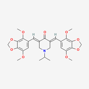 molecular formula C28H31NO9 B14999794 (3E,5E)-3,5-bis[(4,7-dimethoxy-1,3-benzodioxol-5-yl)methylidene]-1-(propan-2-yl)piperidin-4-one 