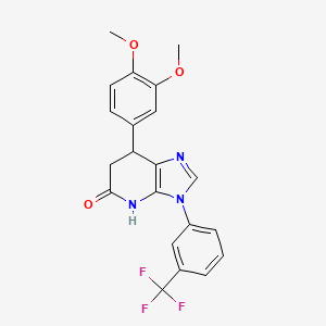 molecular formula C21H18F3N3O3 B14999858 7-(3,4-dimethoxyphenyl)-3-[3-(trifluoromethyl)phenyl]-3,4,6,7-tetrahydro-5H-imidazo[4,5-b]pyridin-5-one 