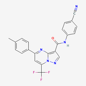 molecular formula C22H14F3N5O B14999891 N-(4-cyanophenyl)-5-(4-methylphenyl)-7-(trifluoromethyl)pyrazolo[1,5-a]pyrimidine-3-carboxamide 