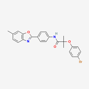 2-(4-bromophenoxy)-2-methyl-N-[4-(6-methyl-1,3-benzoxazol-2-yl)phenyl]propanamide