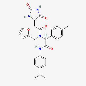 2-(2,5-dioxoimidazolidin-4-yl)-N-(furan-2-ylmethyl)-N-[1-(4-methylphenyl)-2-oxo-2-{[4-(propan-2-yl)phenyl]amino}ethyl]acetamide