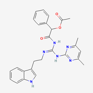 molecular formula C27H28N6O3 B14999933 2-{[(Z)-[(4,6-dimethylpyrimidin-2-yl)amino]{[2-(1H-indol-3-yl)ethyl]amino}methylidene]amino}-2-oxo-1-phenylethyl acetate 