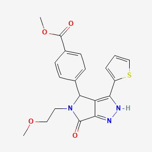 molecular formula C20H19N3O4S B14999937 Methyl 4-[5-(2-methoxyethyl)-6-oxo-3-(thiophen-2-yl)-1,4,5,6-tetrahydropyrrolo[3,4-c]pyrazol-4-yl]benzoate 