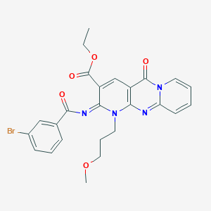 ethyl 6-(3-bromobenzoyl)imino-7-(3-methoxypropyl)-2-oxo-1,7,9-triazatricyclo[8.4.0.03,8]tetradeca-3(8),4,9,11,13-pentaene-5-carboxylate