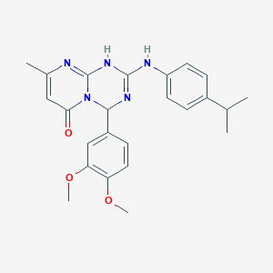 4-(3,4-dimethoxyphenyl)-8-methyl-2-{[4-(propan-2-yl)phenyl]amino}-1,4-dihydro-6H-pyrimido[1,2-a][1,3,5]triazin-6-one