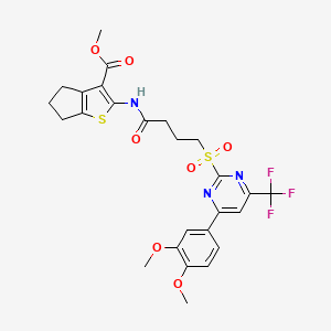 methyl 2-[(4-{[4-(3,4-dimethoxyphenyl)-6-(trifluoromethyl)pyrimidin-2-yl]sulfonyl}butanoyl)amino]-5,6-dihydro-4H-cyclopenta[b]thiophene-3-carboxylate