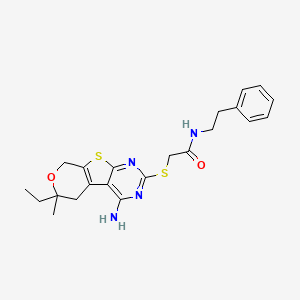 2-[(3-amino-12-ethyl-12-methyl-11-oxa-8-thia-4,6-diazatricyclo[7.4.0.02,7]trideca-1(9),2,4,6-tetraen-5-yl)sulfanyl]-N-(2-phenylethyl)acetamide