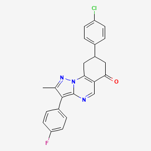 molecular formula C23H17ClFN3O B15000031 8-(4-chlorophenyl)-3-(4-fluorophenyl)-2-methyl-8,9-dihydropyrazolo[1,5-a]quinazolin-6(7H)-one 