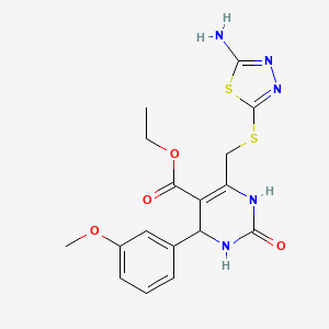 Ethyl 6-{[(5-amino-1,3,4-thiadiazol-2-yl)sulfanyl]methyl}-4-(3-methoxyphenyl)-2-oxo-1,2,3,4-tetrahydropyrimidine-5-carboxylate