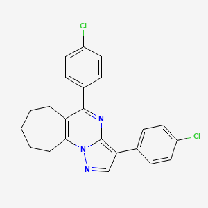 molecular formula C23H19Cl2N3 B15000155 3,5-bis(4-chlorophenyl)-7,8,9,10-tetrahydro-6H-cyclohepta[e]pyrazolo[1,5-a]pyrimidine 