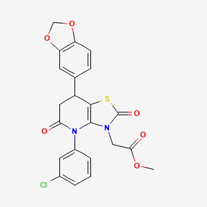 molecular formula C22H17ClN2O6S B15000164 methyl [7-(1,3-benzodioxol-5-yl)-4-(3-chlorophenyl)-2,5-dioxo-4,5,6,7-tetrahydro[1,3]thiazolo[4,5-b]pyridin-3(2H)-yl]acetate 