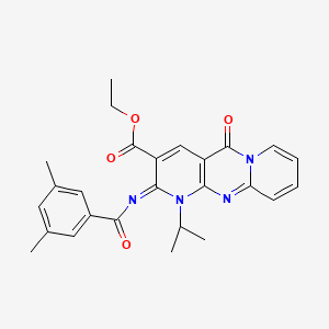 molecular formula C26H26N4O4 B15000196 ethyl 6-(3,5-dimethylbenzoyl)imino-2-oxo-7-propan-2-yl-1,7,9-triazatricyclo[8.4.0.03,8]tetradeca-3(8),4,9,11,13-pentaene-5-carboxylate 