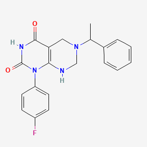 molecular formula C20H19FN4O2 B15000210 1-(4-fluorophenyl)-2-hydroxy-6-(1-phenylethyl)-5,6,7,8-tetrahydropyrimido[4,5-d]pyrimidin-4(1H)-one 