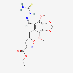 molecular formula C18H22N4O7S B15000267 ethyl 5-({6-[(Z)-(2-carbamothioylhydrazinylidene)methyl]-4,7-dimethoxy-1,3-benzodioxol-5-yl}methyl)-4,5-dihydro-1,2-oxazole-3-carboxylate 