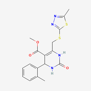 molecular formula C17H18N4O3S2 B15000282 Methyl 4-(2-methylphenyl)-6-{[(5-methyl-1,3,4-thiadiazol-2-yl)sulfanyl]methyl}-2-oxo-1,2,3,4-tetrahydropyrimidine-5-carboxylate 