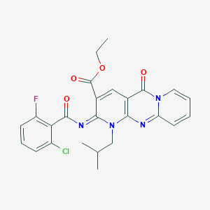 ethyl 6-(2-chloro-6-fluorobenzoyl)imino-7-(2-methylpropyl)-2-oxo-1,7,9-triazatricyclo[8.4.0.03,8]tetradeca-3(8),4,9,11,13-pentaene-5-carboxylate