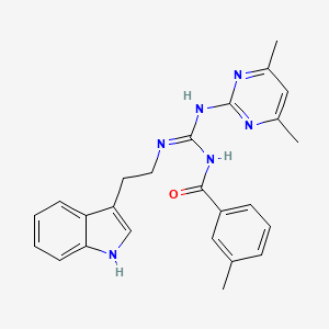 N-[(E)-[(4,6-dimethylpyrimidin-2-yl)amino]{[2-(1H-indol-3-yl)ethyl]amino}methylidene]-3-methylbenzamide