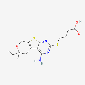 molecular formula C16H21N3O3S2 B15000304 4-[(3-amino-12-ethyl-12-methyl-11-oxa-8-thia-4,6-diazatricyclo[7.4.0.02,7]trideca-1(9),2,4,6-tetraen-5-yl)sulfanyl]butanoic acid 