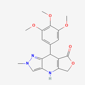 molecular formula C18H19N3O5 B15000310 2-methyl-8-(3,4,5-trimethoxyphenyl)-2,4,5,8-tetrahydro-7H-furo[3,4-b]pyrazolo[3,4-e]pyridin-7-one 