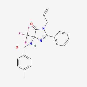 molecular formula C21H18F3N3O2 B15000366 4-methyl-N-[5-oxo-2-phenyl-1-(prop-2-en-1-yl)-4-(trifluoromethyl)-4,5-dihydro-1H-imidazol-4-yl]benzamide 