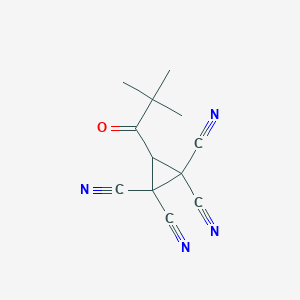 molecular formula C12H10N4O B15000385 3-(2,2-Dimethylpropanoyl)cyclopropane-1,1,2,2-tetracarbonitrile 