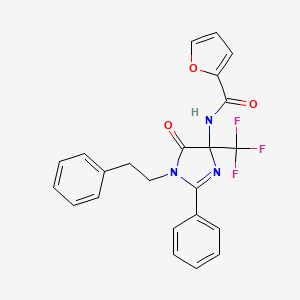 molecular formula C23H18F3N3O3 B15000392 N-[5-oxo-2-phenyl-1-(2-phenylethyl)-4-(trifluoromethyl)-4,5-dihydro-1H-imidazol-4-yl]furan-2-carboxamide 