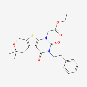 ethyl 2-[12,12-dimethyl-3,5-dioxo-4-(2-phenylethyl)-11-oxa-8-thia-4,6-diazatricyclo[7.4.0.02,7]trideca-1(9),2(7)-dien-6-yl]acetate