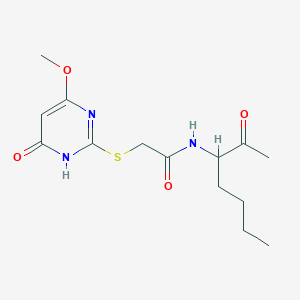 molecular formula C14H21N3O4S B15000418 2-[(4-methoxy-6-oxo-1,6-dihydropyrimidin-2-yl)sulfanyl]-N-(2-oxoheptan-3-yl)acetamide 