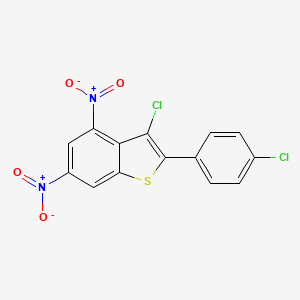 molecular formula C14H6Cl2N2O4S B15000438 3-Chloro-2-(4-chlorophenyl)-4,6-dinitro-1-benzothiophene 