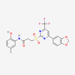 3-{[4-(1,3-benzodioxol-5-yl)-6-(trifluoromethyl)pyrimidin-2-yl]sulfonyl}-N-(2-hydroxy-5-methylphenyl)propanamide