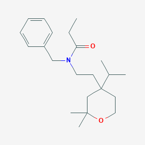 molecular formula C22H35NO2 B15000494 N-benzyl-N-{2-[2,2-dimethyl-4-(propan-2-yl)tetrahydro-2H-pyran-4-yl]ethyl}propanamide 