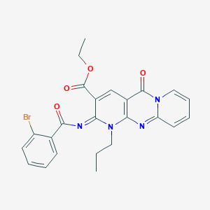 ethyl 6-(2-bromobenzoyl)imino-2-oxo-7-propyl-1,7,9-triazatricyclo[8.4.0.03,8]tetradeca-3(8),4,9,11,13-pentaene-5-carboxylate