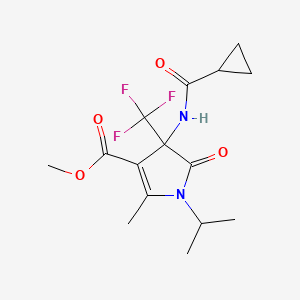 molecular formula C15H19F3N2O4 B15000601 methyl 4-[(cyclopropylcarbonyl)amino]-2-methyl-5-oxo-1-(propan-2-yl)-4-(trifluoromethyl)-4,5-dihydro-1H-pyrrole-3-carboxylate 