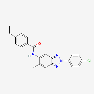 molecular formula C22H19ClN4O B15000611 N-[2-(4-chlorophenyl)-6-methyl-2H-benzotriazol-5-yl]-4-ethylbenzamide 