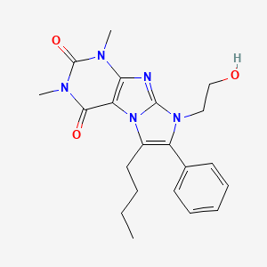 molecular formula C21H25N5O3 B15000625 6-butyl-8-(2-hydroxyethyl)-1,3-dimethyl-7-phenyl-1H-imidazo[2,1-f]purine-2,4(3H,8H)-dione 