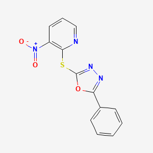 molecular formula C13H8N4O3S B15000629 3-Nitro-2-[(5-phenyl-1,3,4-oxadiazol-2-yl)sulfanyl]pyridine 