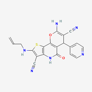 2-(allylamino)-8-amino-3-cyano-5-oxo-6-(4-pyridyl)-4,6-dihydro-5H-pyrano[2,3-d]thieno[3,2-b]pyridin-7-yl cyanide