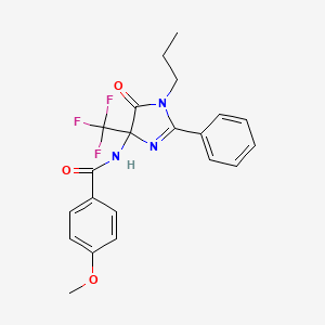 4-methoxy-N-[5-oxo-2-phenyl-1-propyl-4-(trifluoromethyl)-4,5-dihydro-1H-imidazol-4-yl]benzamide