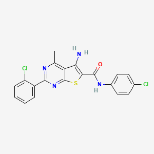 molecular formula C20H14Cl2N4OS B15000640 5-amino-2-(2-chlorophenyl)-N-(4-chlorophenyl)-4-methylthieno[2,3-d]pyrimidine-6-carboxamide 