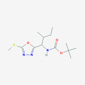 Tert-butyl {2-methyl-1-[5-(methylsulfanyl)-1,3,4-oxadiazol-2-yl]butyl}carbamate