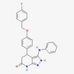 4-{4-[(4-fluorobenzyl)oxy]phenyl}-3-(phenylamino)-1,4,5,7-tetrahydro-6H-pyrazolo[3,4-b]pyridin-6-one