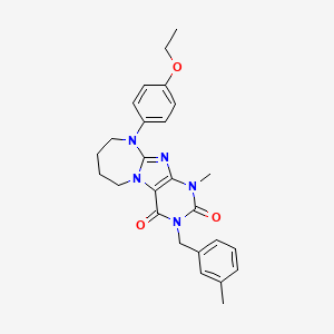 10-(4-ethoxyphenyl)-1-methyl-3-[(3-methylphenyl)methyl]-1,3,5-trihydro-6H,7H,8 H,9H-1,3-diazaperhydroepino[1,2-h]purine-2,4-dione