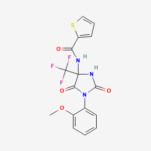 N-[1-(2-methoxyphenyl)-2,5-dioxo-4-(trifluoromethyl)imidazolidin-4-yl]thiophene-2-carboxamide