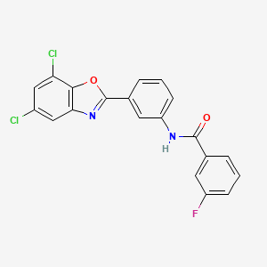 N-[3-(5,7-dichloro-1,3-benzoxazol-2-yl)phenyl]-3-fluorobenzamide