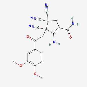 2-Amino-3,4,4-tricyano-3-[2-(3,4-dimethoxyphenyl)-2-oxoethyl]cyclopent-1-ene-1-carboxamide