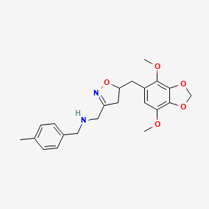 1-{5-[(4,7-dimethoxy-1,3-benzodioxol-5-yl)methyl]-4,5-dihydro-1,2-oxazol-3-yl}-N-(4-methylbenzyl)methanamine